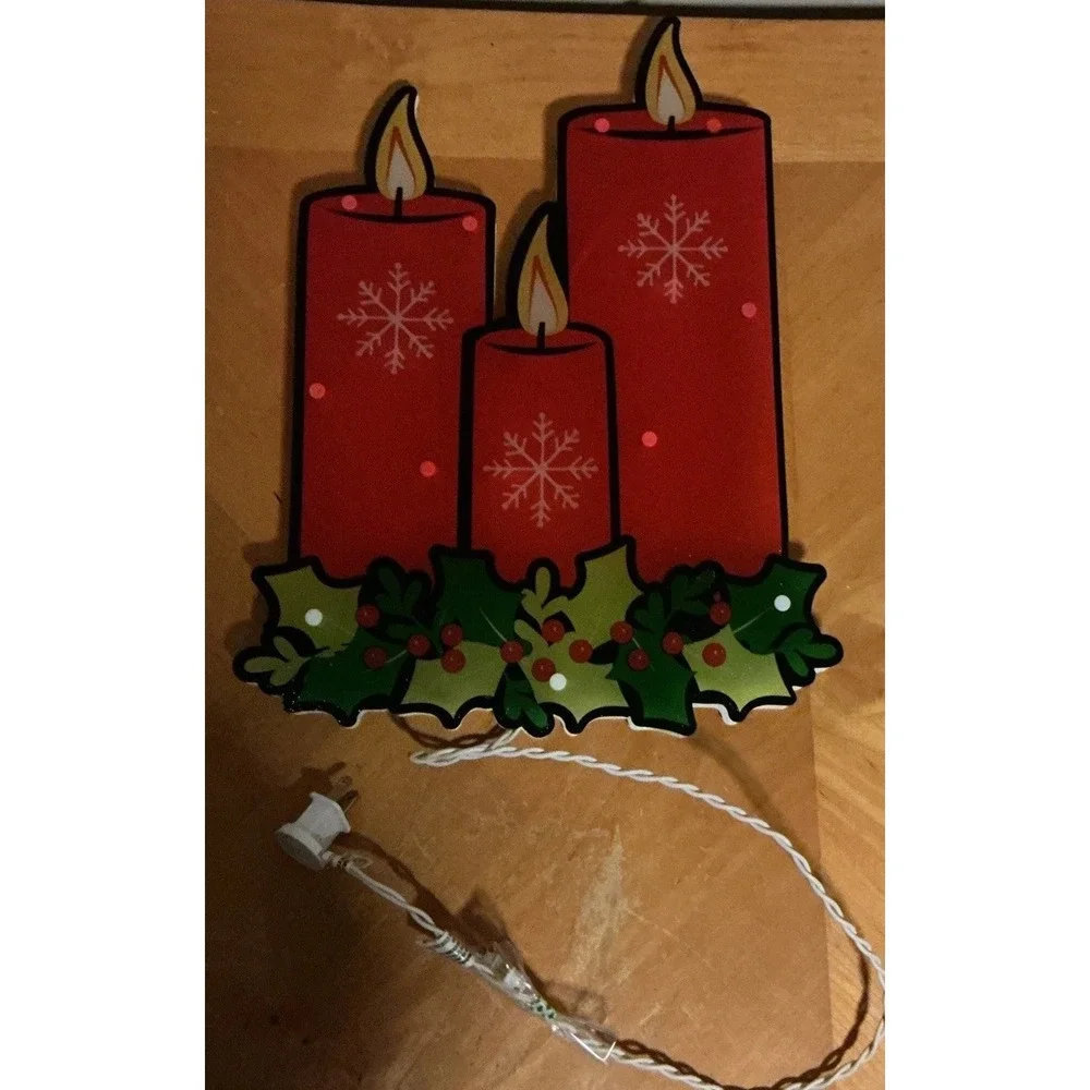 Holiday Time Shimmer Candles Indoor/Outdoor Christmas Light‎ Up Window Decor